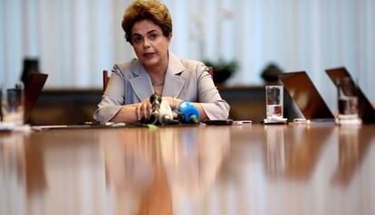 A presidenta afastada, em junho em Brasília.