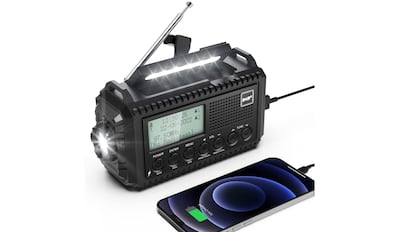 Compact size emergency radio.