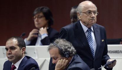 Platini y Blatter en el congreso de la FIFA en mayo de 2015.