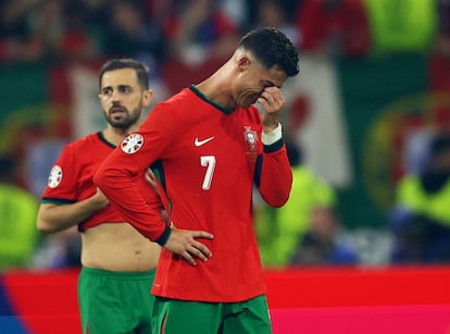 Cristiano llora el pasado lunes en el Frankfurt Arena tras fallar un penalti ante Eslovenia.