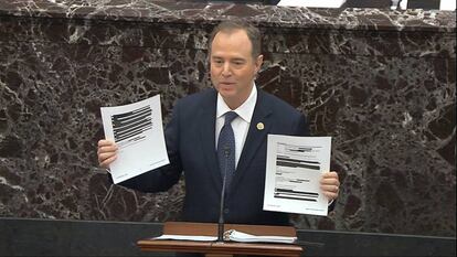 El demócrata Adam Schiff expone en el Senado los argumentos de la acusación.