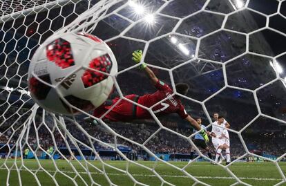 Gol de Portugal nas oitavas de final contra o Uruguai, em 30 de junho de 2018.