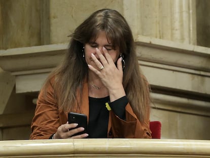 La expresidenta del Parlamento catalán, Laura Borràs, el miércoles en la sesión de control celebrada en la cámara.