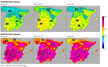 Evolución de la ola de calor. Fuente AEMET