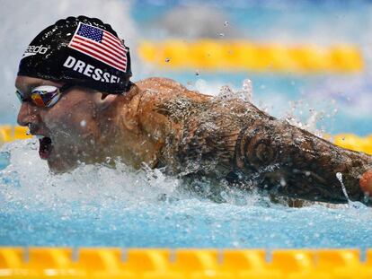 Caeleb Dressel durante una prueba de los Pan Pacíficos, en 2018.