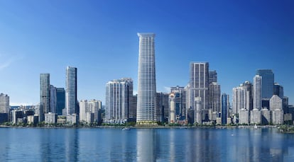 An image of Foster and Partners' project for the Citadel tower in Miami, on the city's waterfront.