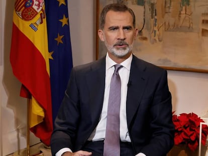 El rey Felipe VI durante su último tradicional mensaje de Nochebuena.