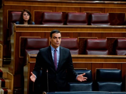 Pedro Sánchez este miércoles en el Congreso.