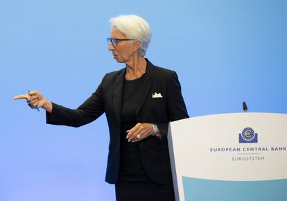 La presidenta del BCE, Christine Lagarde, en Fráncfort a mediados de julio.