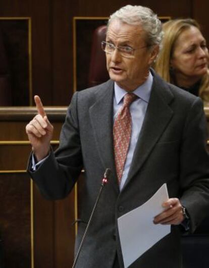 El ministro de Defensa, Pedro Morenés, hoy en el Congreso.