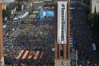 La manifestació de la Diada a la plaça Espanya.