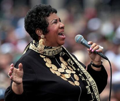 Aretha Franklin durante su actuación en el centro del Renacimiento en Detroit (Estados Unidos), el 5 de septiembre del 2011.