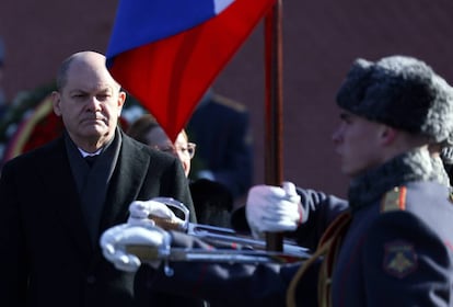 El canciller alemán, Olaf Scholz, durante una visita oficial a Moscú en 2022.