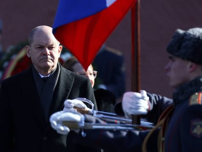 El canciller alemán, Olaf Scholz, durante una visita oficial a Moscú en 2022.