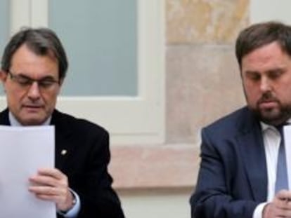 Artur Mas, en rueda de prensa con Oriol Junqueras, líder de ERC