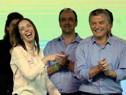 Maria Eugenia Vidal, governadora da província de Buenos Aires e o presidente Mauricio Macri