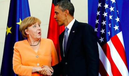 La canciller alemana, Angela Merkel, y el presidente de EE UU, Barack Obama.
