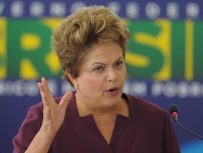 Dilma Rousseff, en una rueda de prensa en Brasil.