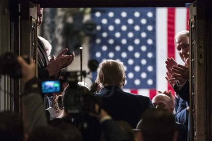 El presidente Donald Trump en la Cámara de Represenantes.