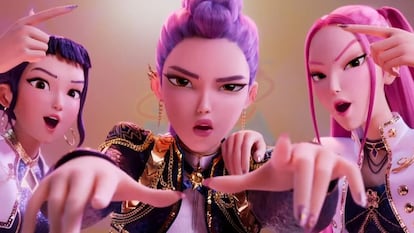 Desde la izquierda, Zoey, Rumi y Mira, en 'Las guerreras Kpop'.