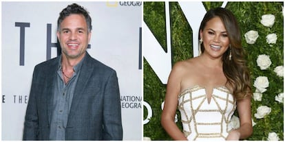 El actor Mark Ruffalo y la modelo y presentadora Chrissy Teigen.