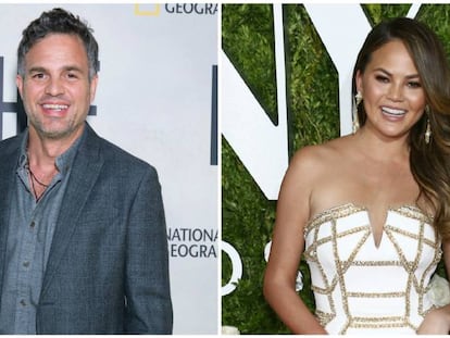 El actor Mark Ruffalo y la modelo y presentadora Chrissy Teigen.