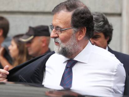 Rajoy després de la seva compareixença al Ple del Congrés.
