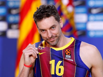 Pau Gasol, en su presentación como jugador del Barcelona de baloncesto.