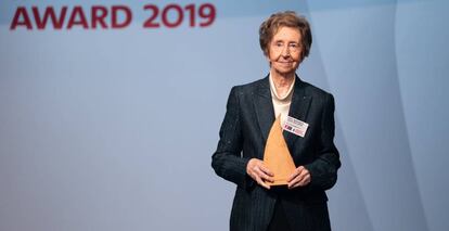 La científica española Margarita Salas durante la ceremonia de entrega de los galardones en Viena.