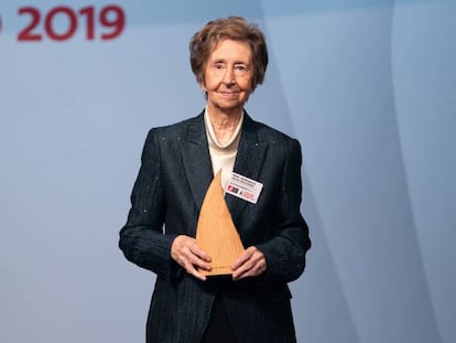 La científica española Margarita Salas durante la ceremonia de entrega de los galardones en Viena.