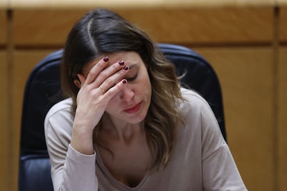 La ministra de Igualdad, Irene Montero, ayer durante el pleno del Senado.