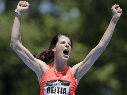 Ruth Beitia tras ganar en Nueva York en junio de 2015.