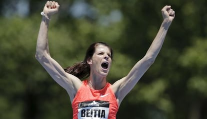 Ruth Beitia tras ganar en Nueva York en junio de 2015.