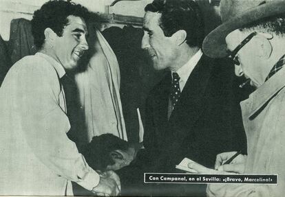 Helenio Herrera saluda a Campanal.