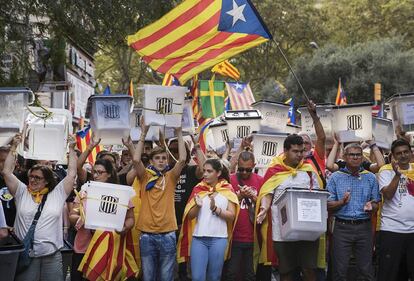 Manifestación a favor del referéndum independentista, el pasado 1 de octubre en Barcelona.