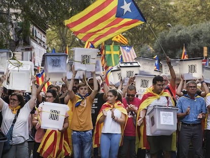 Manifestación a favor del referéndum independentista, el pasado 1 de octubre en Barcelona.