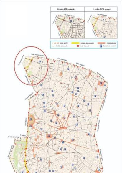 El cambio en Madrid Central. Pinche sobre el plano para ampliar.