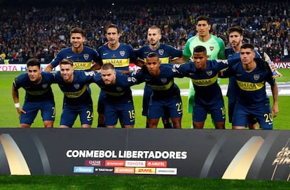 Foto oficial del equipo del Boca Juniors durante la final de la Copa Libertadores.