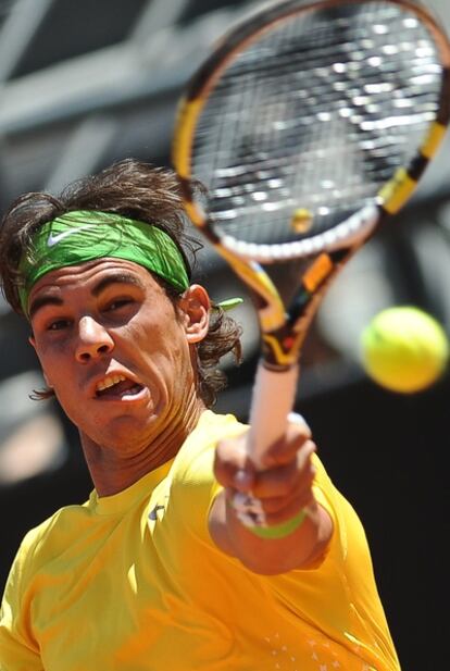 Nadal, durante el partido ante el italiano Lorenzi.