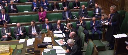 El presidente del Parlamento británico, John Bercow, ayer al anunciar a los diputados su decisión de rechazar la tercera votación propuesta por el Gobierno.