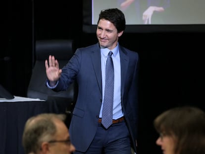 El primer ministro de Canadá, Justin Trudeau, este viernes antes de comparecer ante la comisión de investigación.