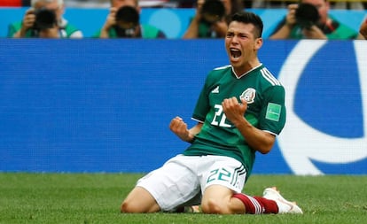 Lozano celebra su gol ante Alemania.