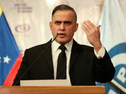 El fiscal Tarek William Saab, durante una conferencia en Caracas (Venezuela), en una imagen de archivo.