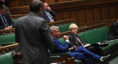 El primer ministro de Reino Unido, Boris Johnson, en la Cámara de los Comunes del Parlamento británico.