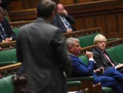 El primer ministro de Reino Unido, Boris Johnson, en la Cámara de los Comunes del Parlamento británico.