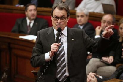 El presidente de Catalu&ntilde;a, Artur Mas, en el Parlament.