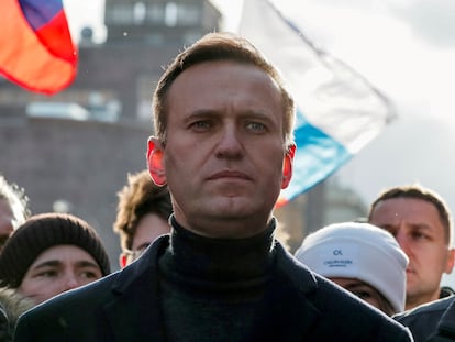 El opositor ruso Aléxei Navalni, en una manifestación en Moscú el pasado febrero.