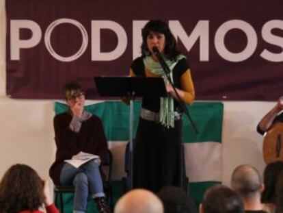 La candidata de Podemos a la Junta, Teresa Rodríguez, en Londres