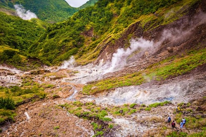 Aguas termales en el Valle de la Desolación, en el parque nacional Morne Trois Pitons (Dominica).