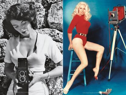 Dos autorretratos de Bunny Yeager en el libro ‘Bunny Yeager’s Darkroom: Pin-up Photography’s Golden Era’ (Rizzoli, 2011).